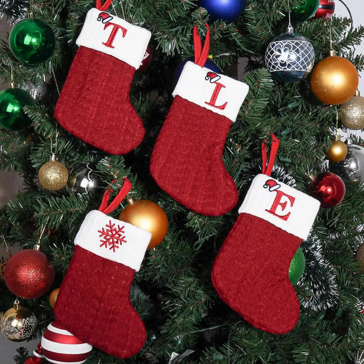 Christmas Alphabet Knitting Socks Christmas Tree Ornaments Christmas Decorations For Home 2024 Navidad Noel 2025 Xmas Gift