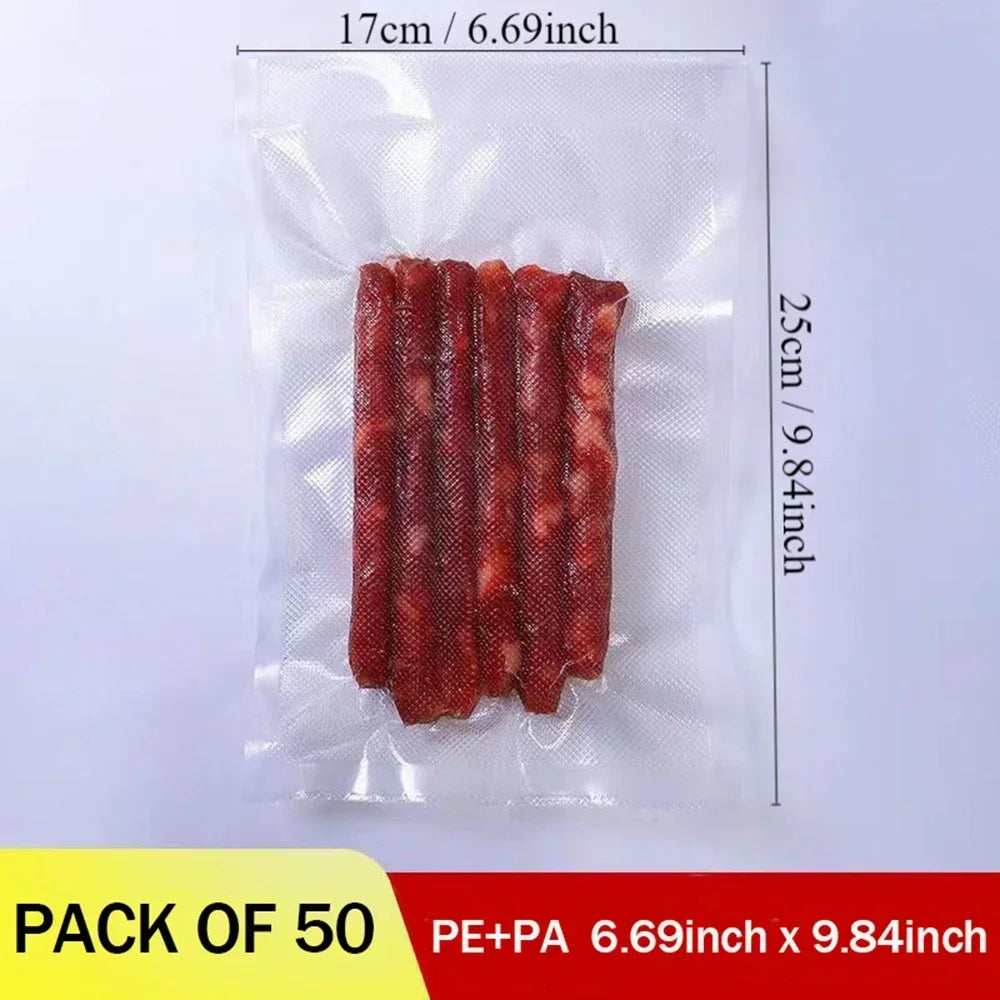 50 Premium Vacuum Sealer Bags, Food Freshness and Storage, Reusable, BPA-Free Vacuum Sealer Storage Bags,Kitchen Organizer
