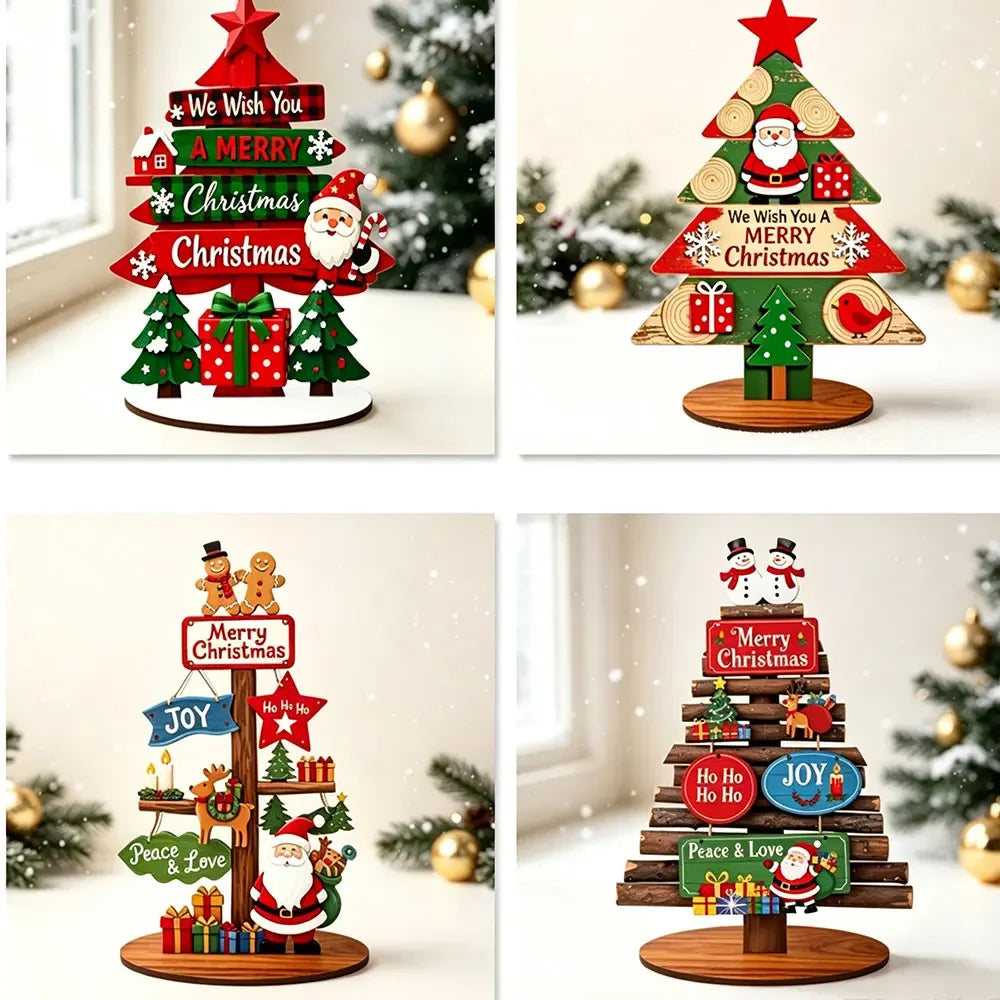 Runt 1pc Mini Wooden Christmas Tree,Merry Christmas Decor for Home,Xmas Gifts ,Navidad 2026 ,New Year Table Decor