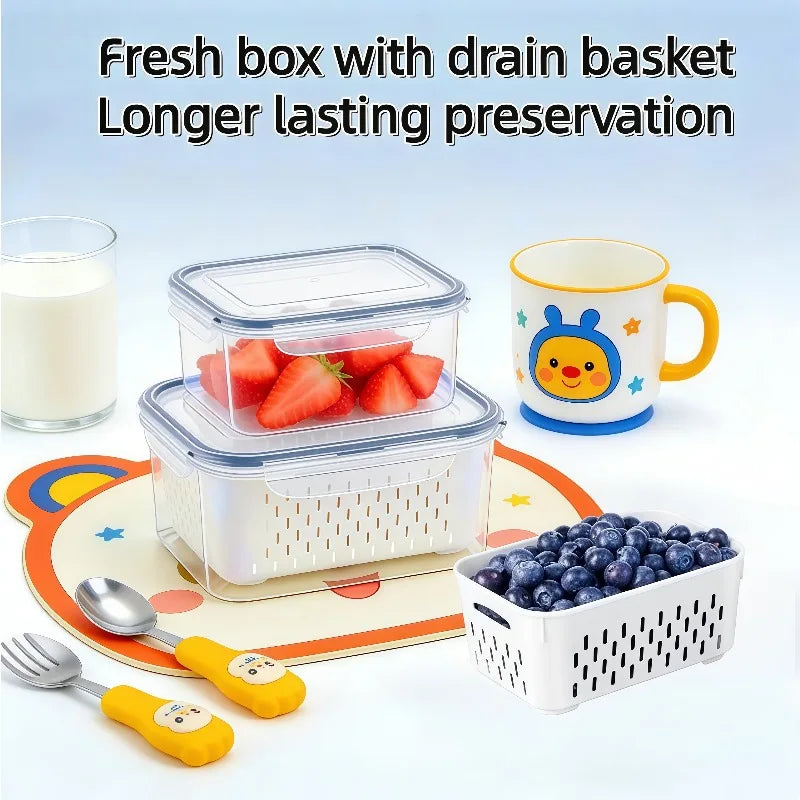 6pcs/set Large Capacity Fruit Storage Containers for Fridge with Removable Colander, Keep Berries and Fruit Fresh Longer