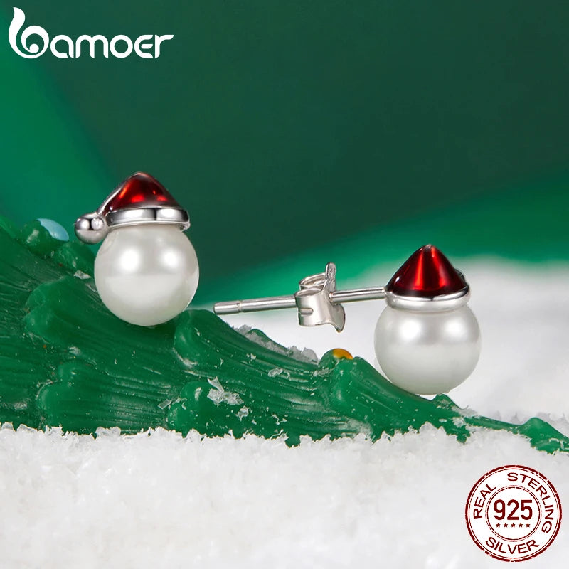 Christmas hat motif hoop earrings