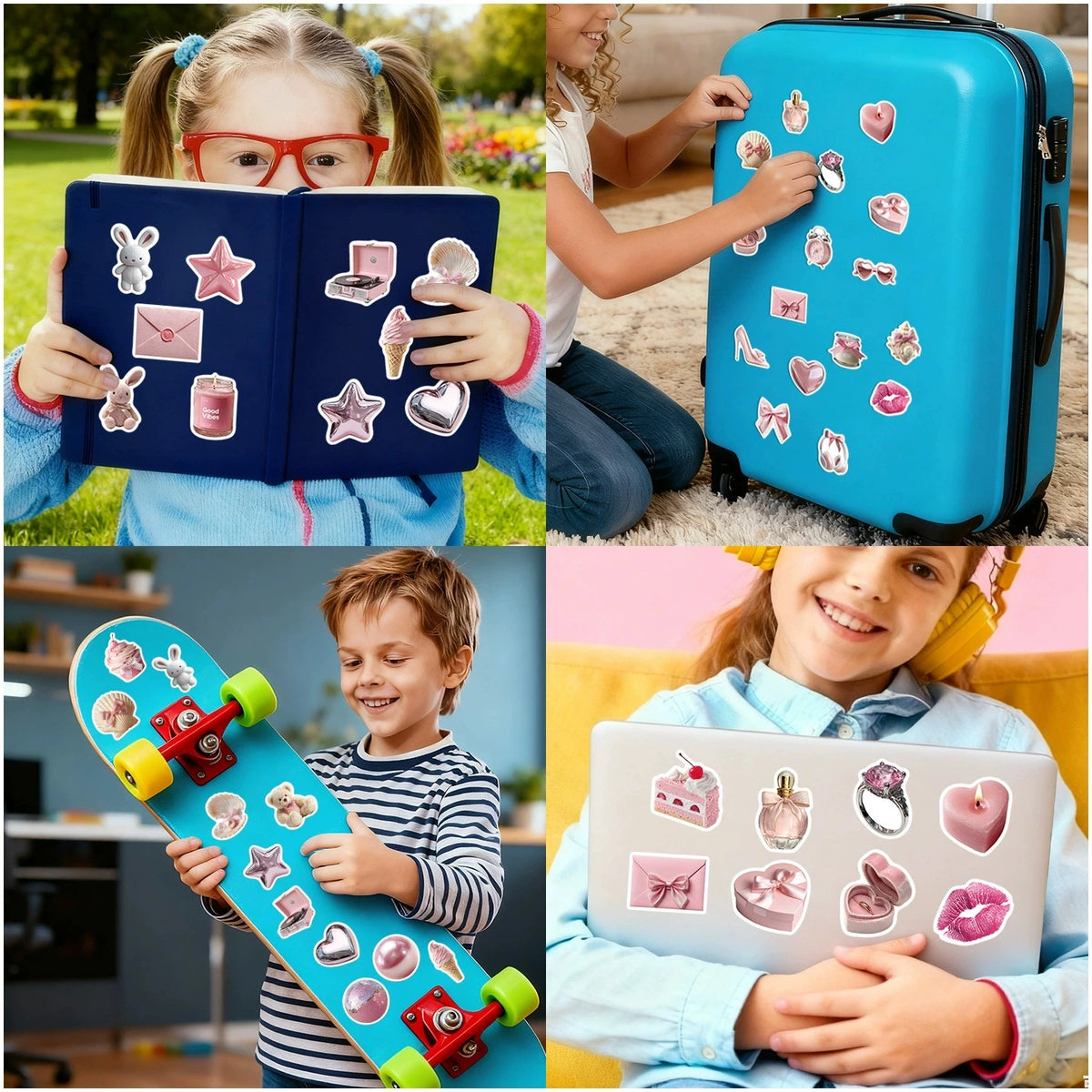 50-100PCS Pink Girl Aesthetic Graffiti Stickers Waterproof Cute Decals for Water Bottle Phone Case Notebook Scrapbook Gift Home