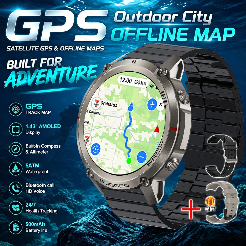 GPS Watch Professional Sport Smart Watch with Offline Map health Control Waterproof GPS Six-star positioning Tracking SmartWatch