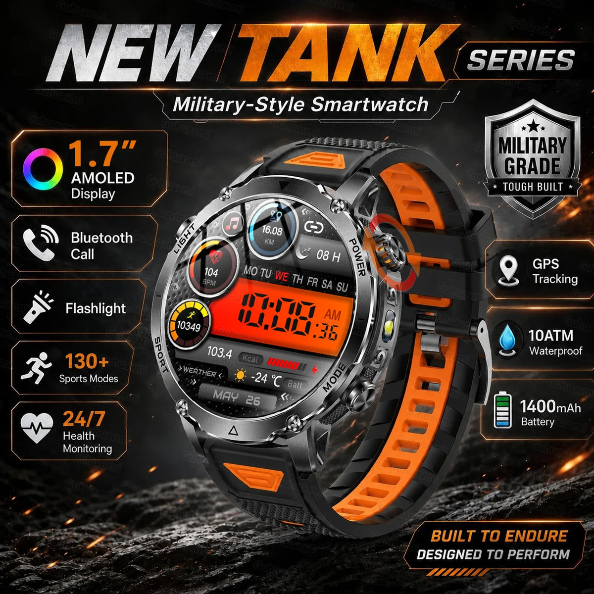 Rugged Outdoor Smartwatch with Bluetooth Calling
