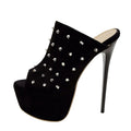 Mules donna Liyke nere con borchie e maxi plateau