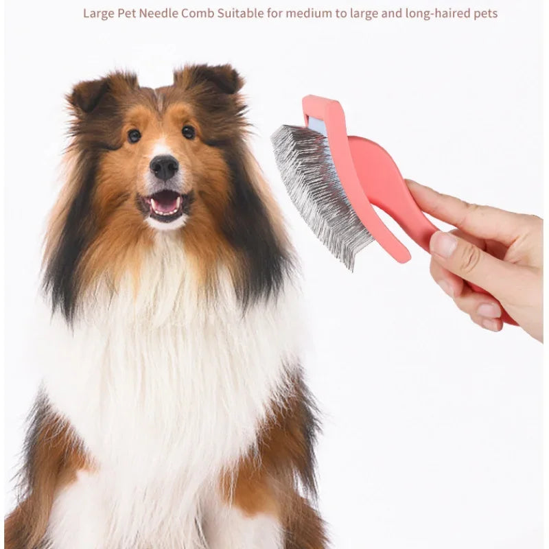 Brosse démêlante pour animaux de compagnie, outil manuel de toilettage, brosse à poils à long manche, accessoire professionnel réutilisable pour animaux