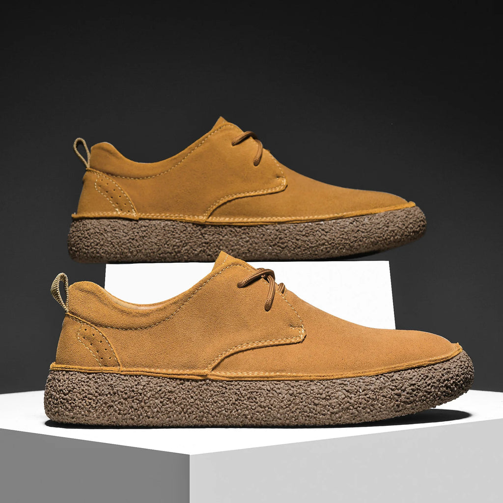 Mens Shoes New Autumn Frosted Leather Casual Shoes Lace-up Men Light Comfortable Driving Flats Sneakers Men Outdoor Oxfords Shoe