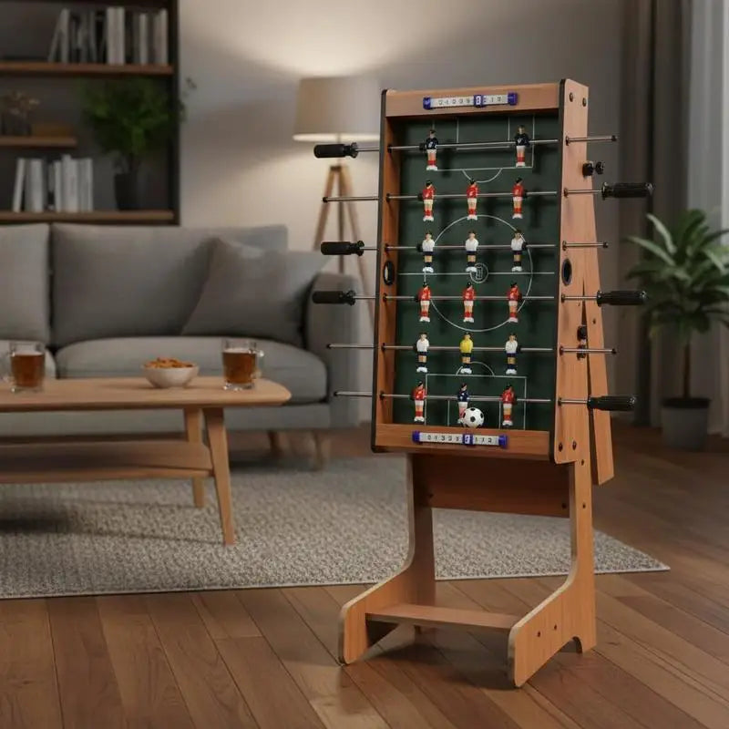 Foosball table Space-saving football table with robust handle 33 x 36 x 109 cm natural