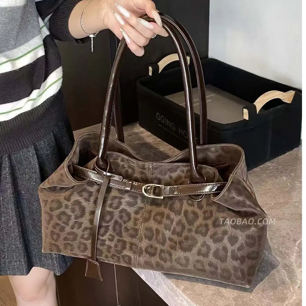 Leopard PU Leather Shoulder Bags for Women 2026 Luxury Designer Brand Trend Tote Bag Females Short Handle Handbags and Purses