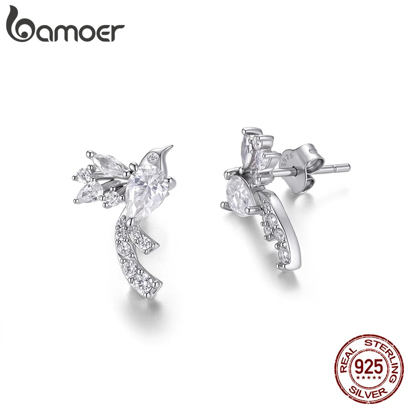 Bird motif stud earrings