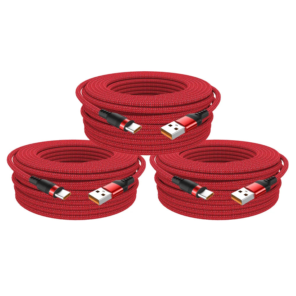 3Pcs 5A USB Type C Super Fast Charge PD Cable for iPhone 17/16 Huawei Samsung Xiaomi OnePlus Universal Full Range Extension Cord