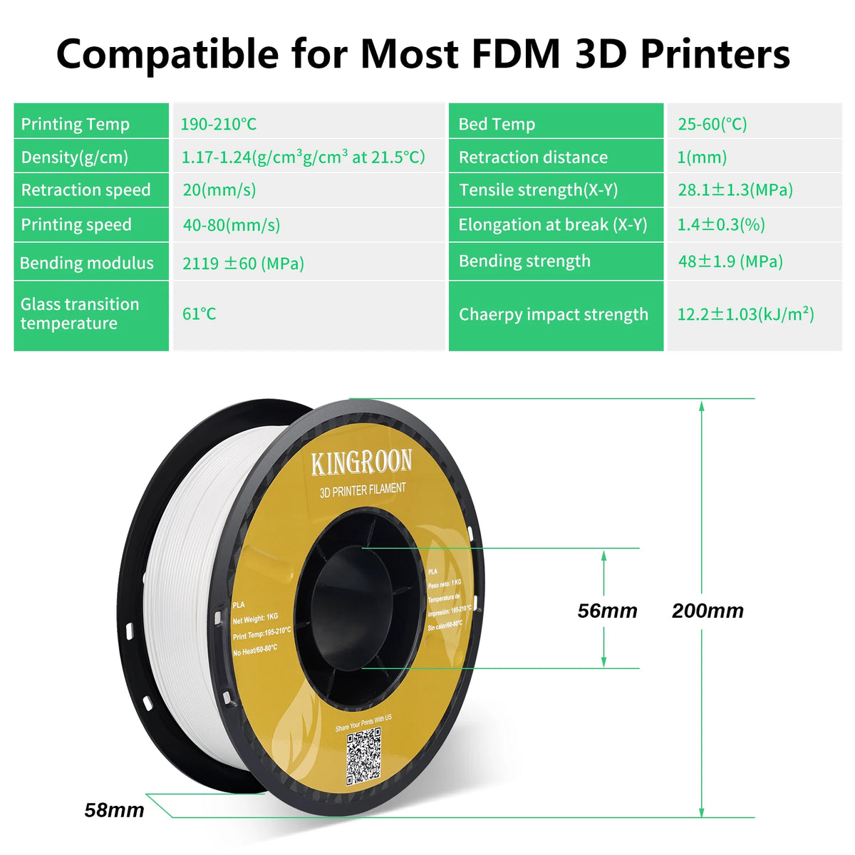 3D-Drucker-Filament TPU PLA PETG Kunststoff 1 kg 1,75 mm, verhedderungsfrei, 3D-Druckdrahtmaterial, Schwarz, Weiß, Vakuumverpackung