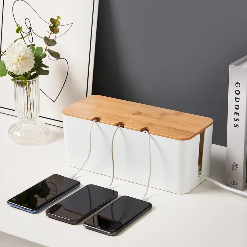 Large Wooden-Style Cable Management Box
