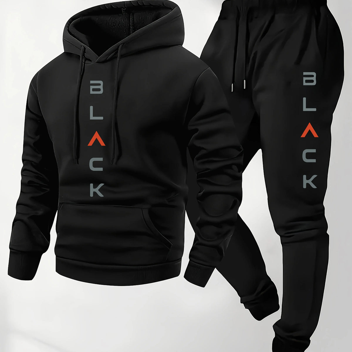 Men's soft, comfortable Boston-print hooded sweatshirt and sweatpants set, eco-friendly thin velvet warm autumn-winter hoodie.