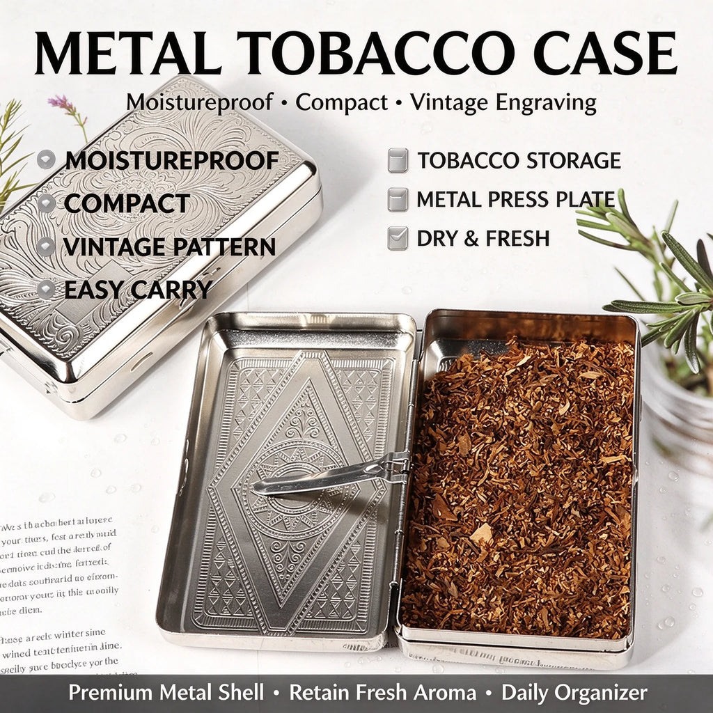 Metal Cigarette Case – Embossed Stainless Steel, Portable Personalized Gift, Compact Storage for Smoking Accessories