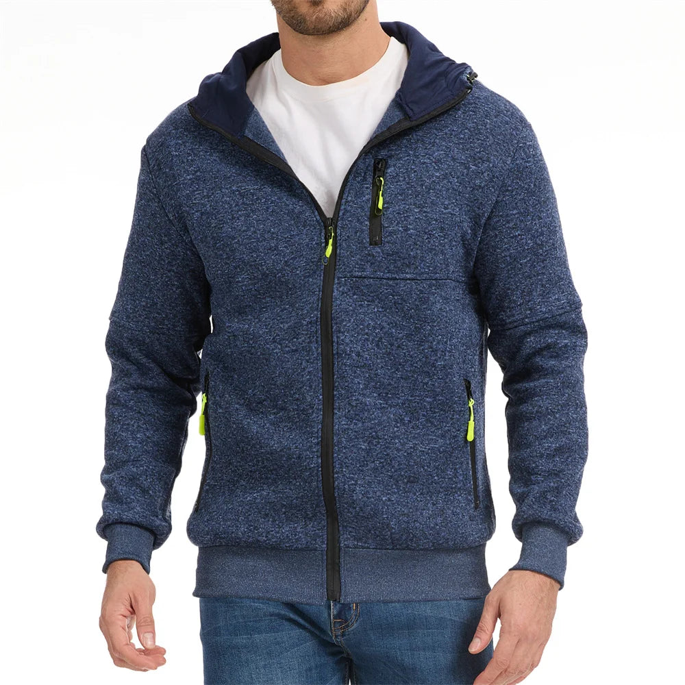 Autumn Men's Jackets Slim Fit Zipper Design Hooded Windproof Solid Color Fashion Male Sweatshirts Jacket Classic Outwear