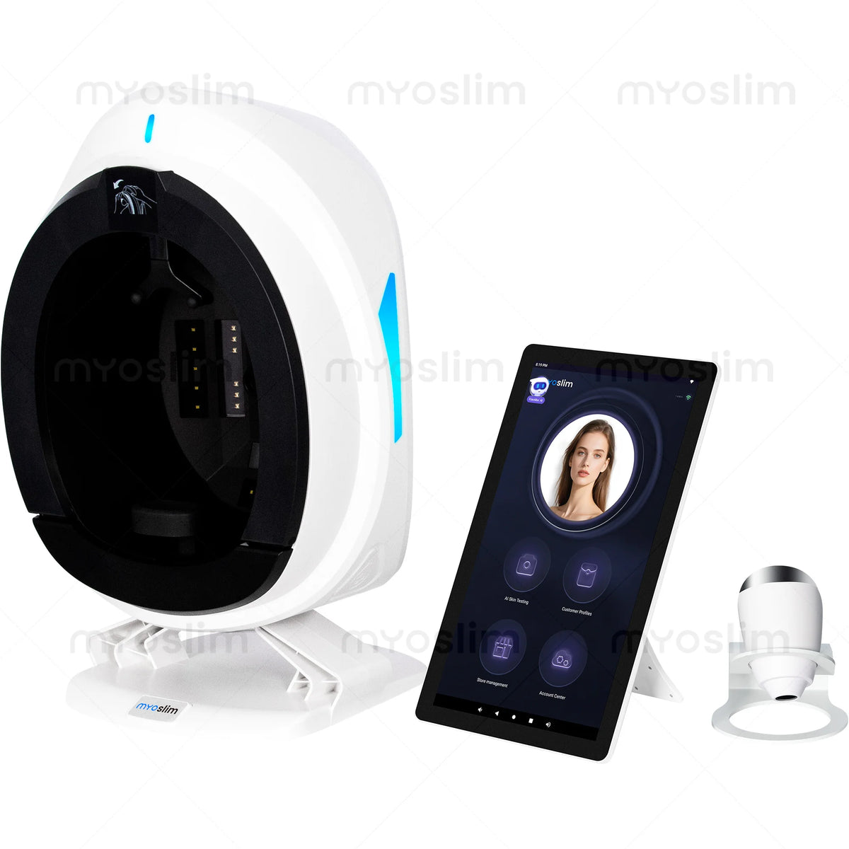 AISIA Q1pro Analizador de piel multispectral con IA, 3 cámaras UV/RGB, 8 espectros, detección facial dérmica 3D, máquina de análisis cutáneo para salones de belleza