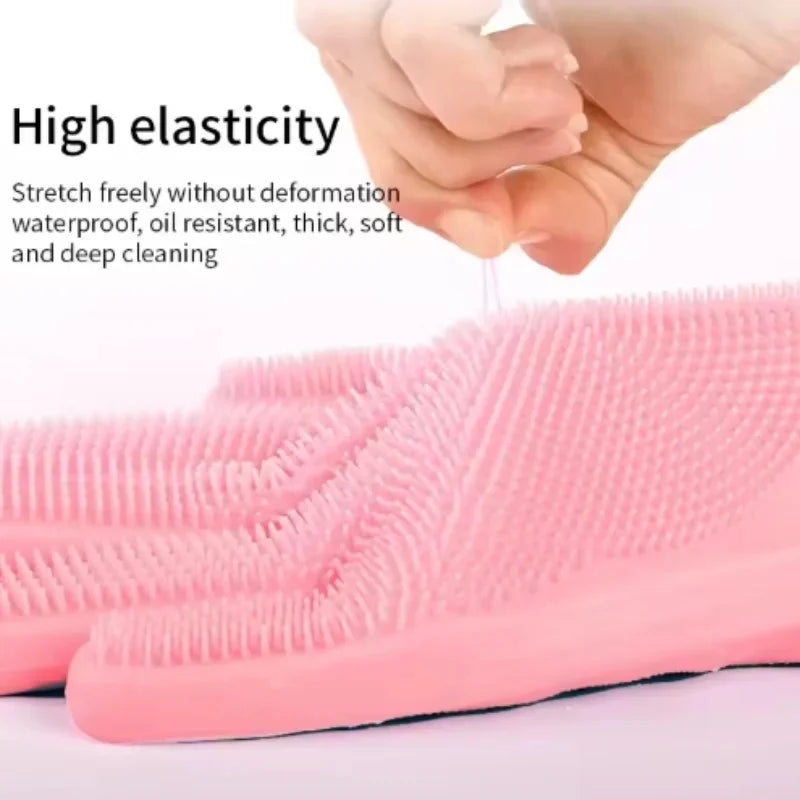 Gants de toilettage pour chiens et chats, gants de lavage en silicone avec brosse pour shampooing, gants de nettoyage pour vaisselle et épilation, multifonctionnels