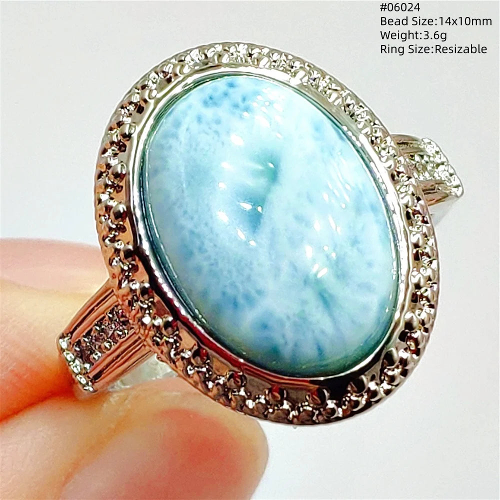 Anello regolabile in argento 925 con larimar