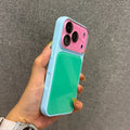 Luxury Double Color Contrast Large Window Case for iPhone 18 17 Pro Max 16 15 14 Camera Film Protector Acrylic Hard Cover