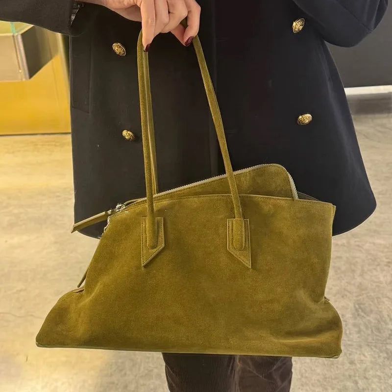 Irregular Faux Suede Frosted Tote Bag For Women Luxury Designer Handbag And Purse  2025 New Fashion Commuting Underarm Shoulder