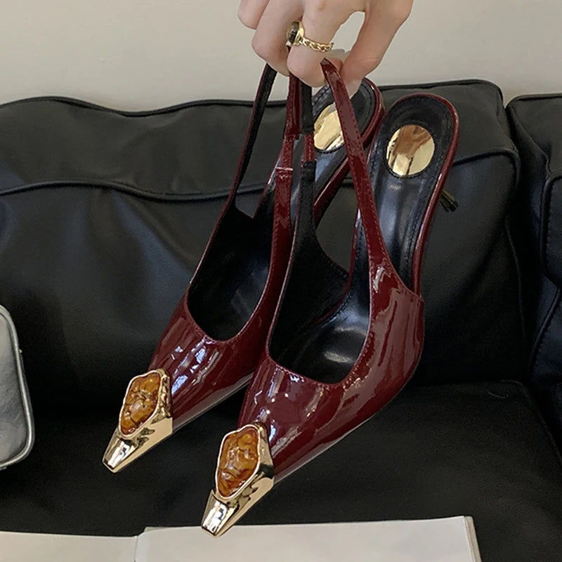 Décolleté donna Liyke slingback lucide con decoro