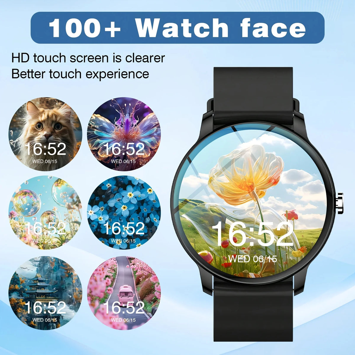 2026 Smartwatch/Fitness-Armband mit Anruffunktion, mehreren Sportmodi, Musiksteuerung, Erinnerung an Bewegungsmangel, Hintergrundbildern, Wetteraktualisierungen, kompatibel mit Android & iPhone