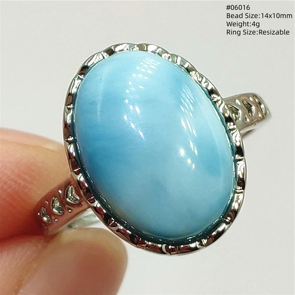 Anello regolabile in argento 925 con larimar