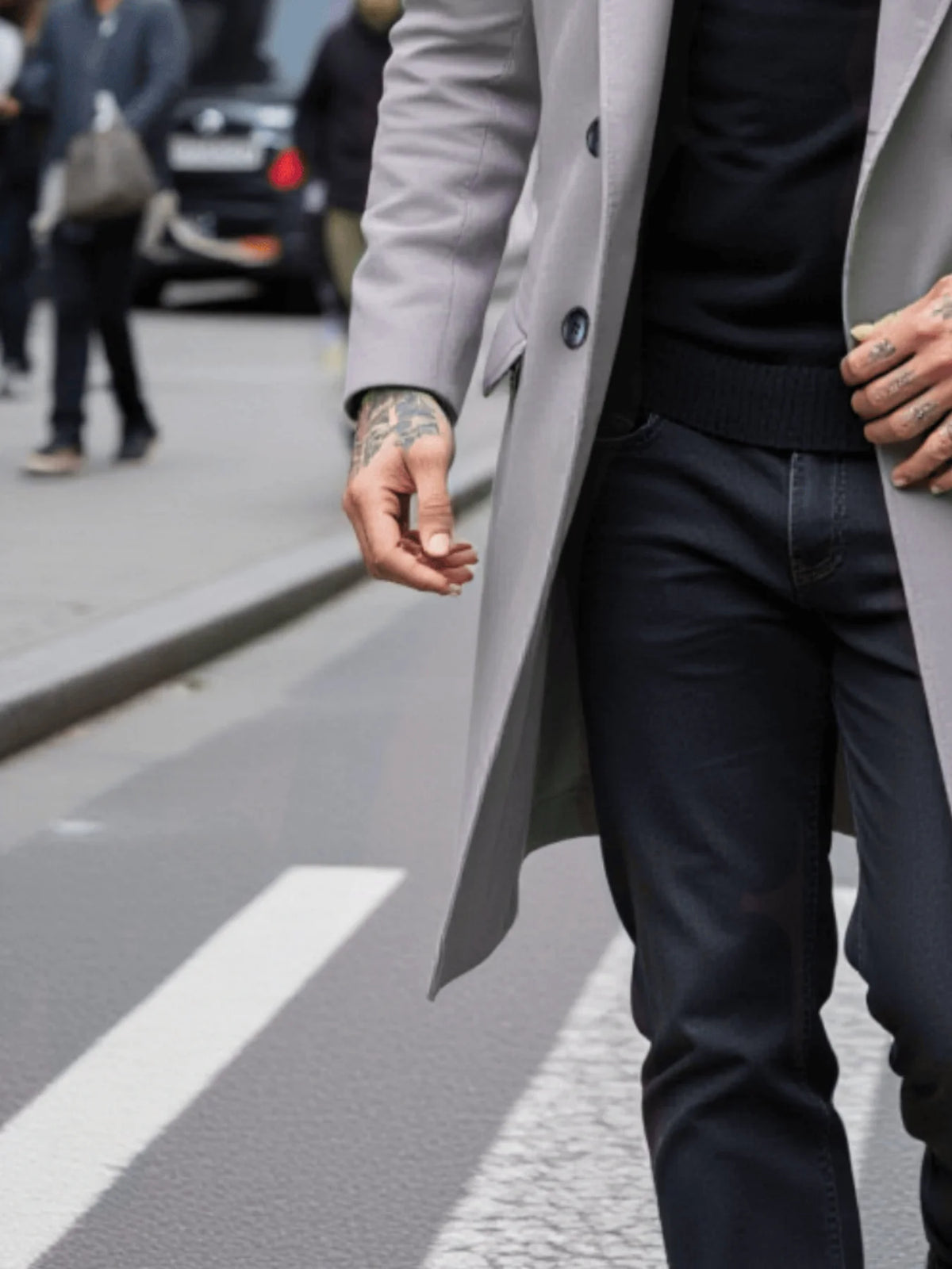 Men's Double-Breasted Trench Coat New Autumn/Winter Thick Wool Windproof Fashionable