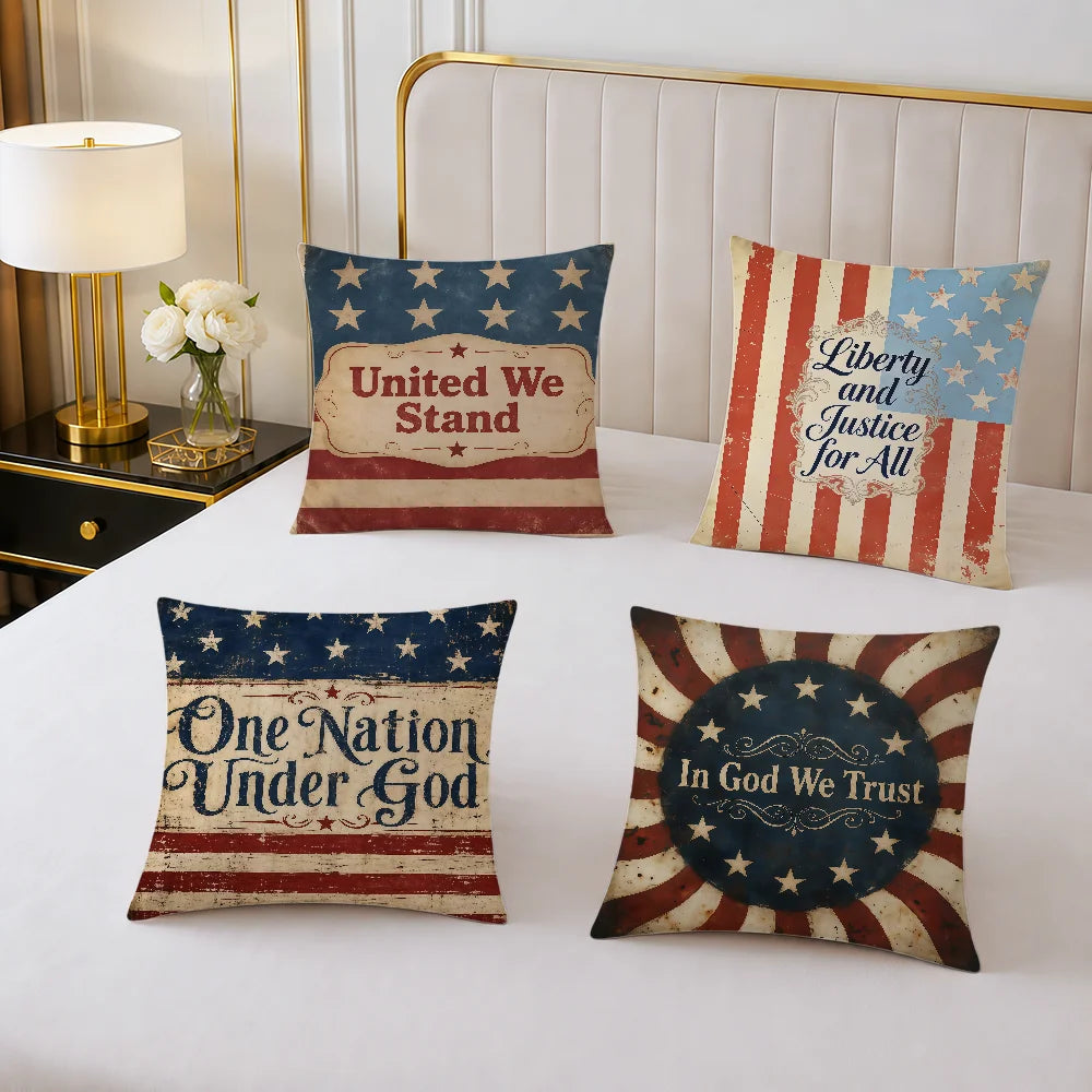 Funda de cojín de la bandera estadounidense «Una nación bajo Dios», funda de almohada suave de doble cara para sofá, decoración para el hogar, sala de estar y cama, regalo para el hogar