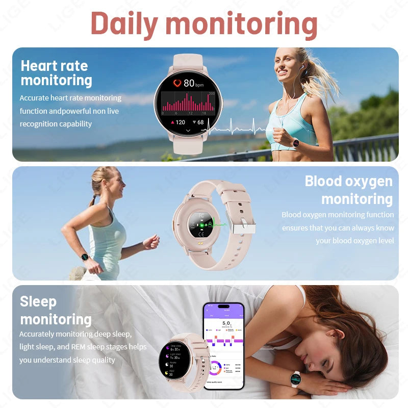 LIGE Bluetooth Calling Smartwatch with Customizable Dial