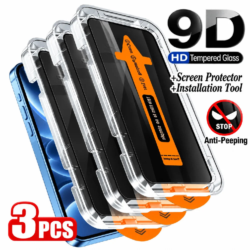 3PCS Automatic Dust Removal Privacy Screen Protector for iPhone 18 Pro Max / 18 Pro / 17 Pro Max Anti-Spy Protective Film iPhone 17 Pro 16 15 Pro Max Full Cover Tempered Glass