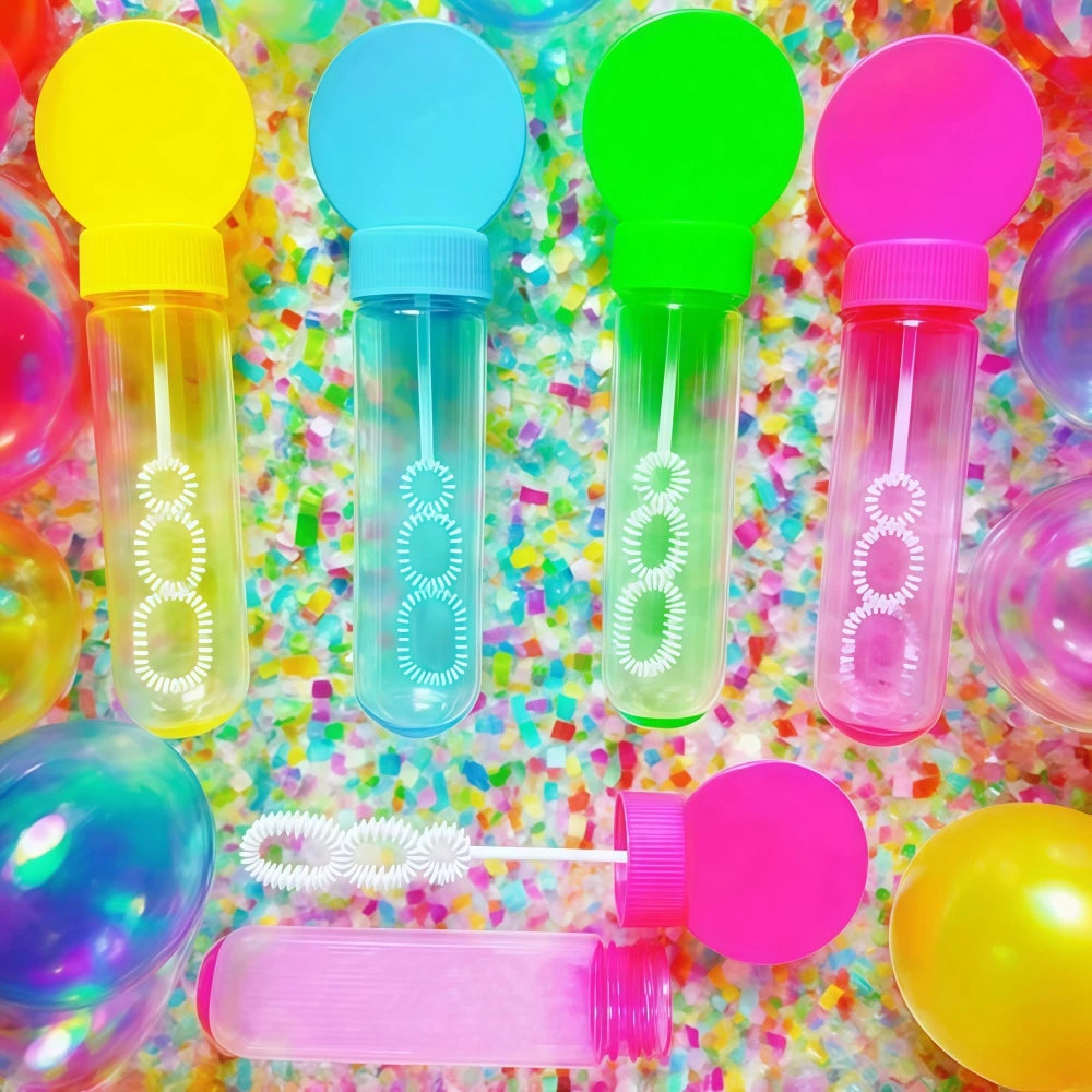 6/12/18Pcs 4.3x14cm Soap-free Liquid Bubble Tube Birthday Celebration Wedding Party Halloween Christmas Carnival Gift Decoration