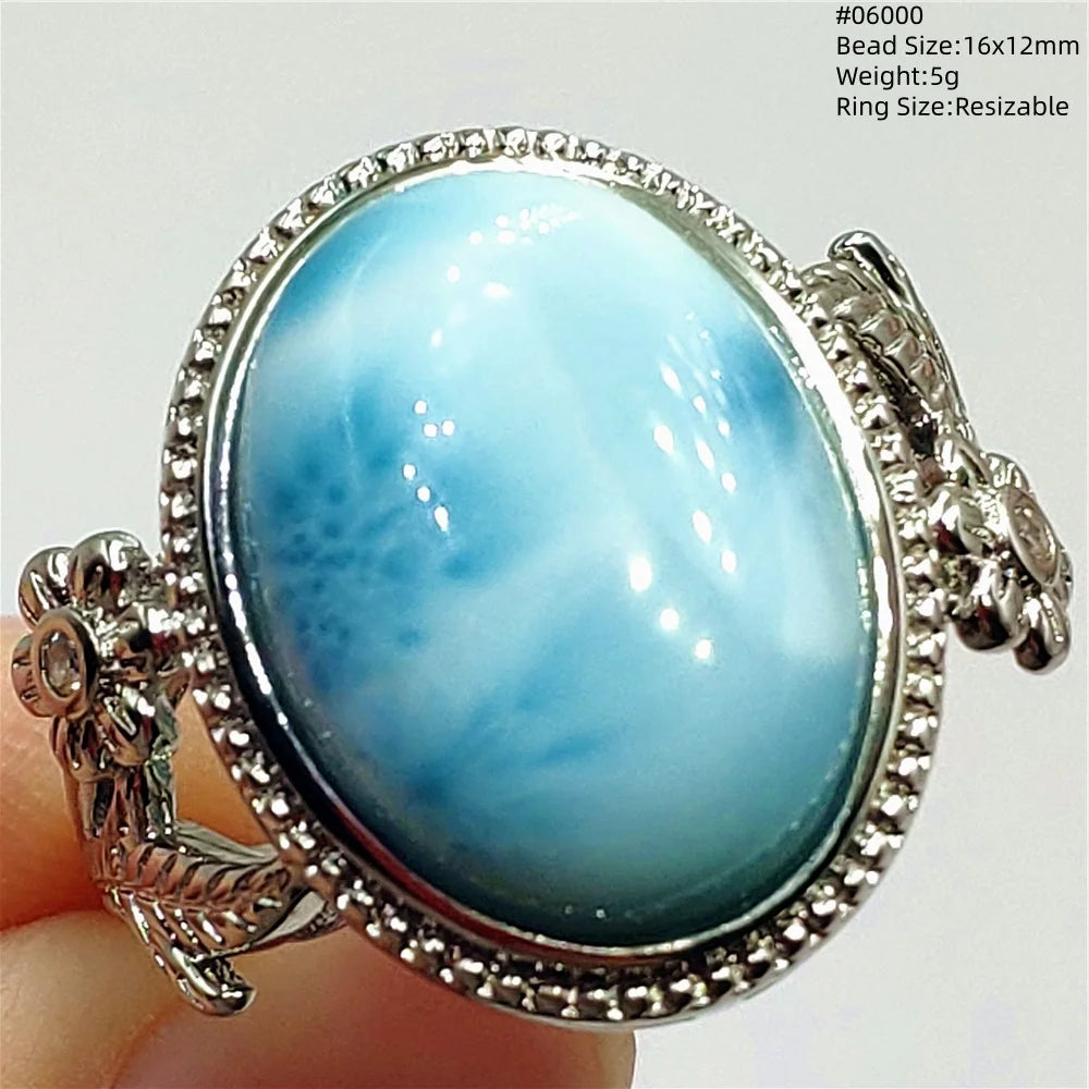 Anello regolabile in argento 925 con larimar