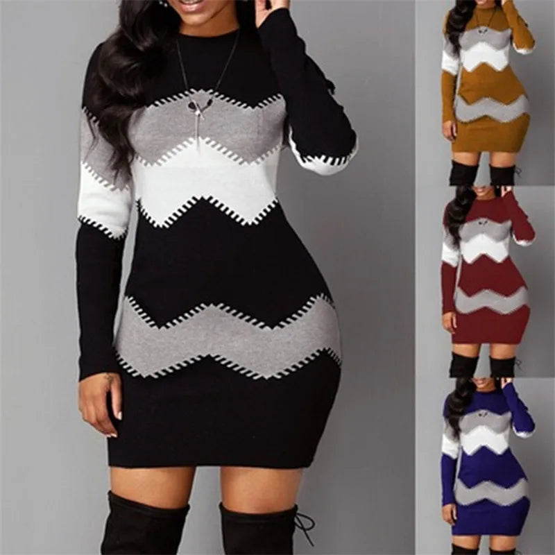Damen-Strick-Minikleid mit Rollkragen