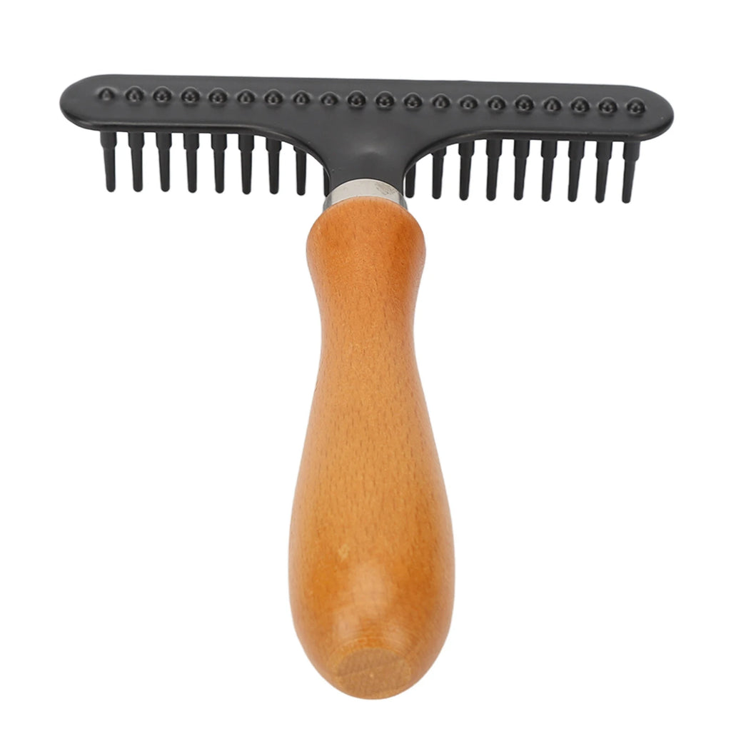Pet Grooming Brush Pet Brush Handheld Cat Grooming Rake Wooden Handle Pet Hair Deshedding Detangling Brush for Cats Dogs