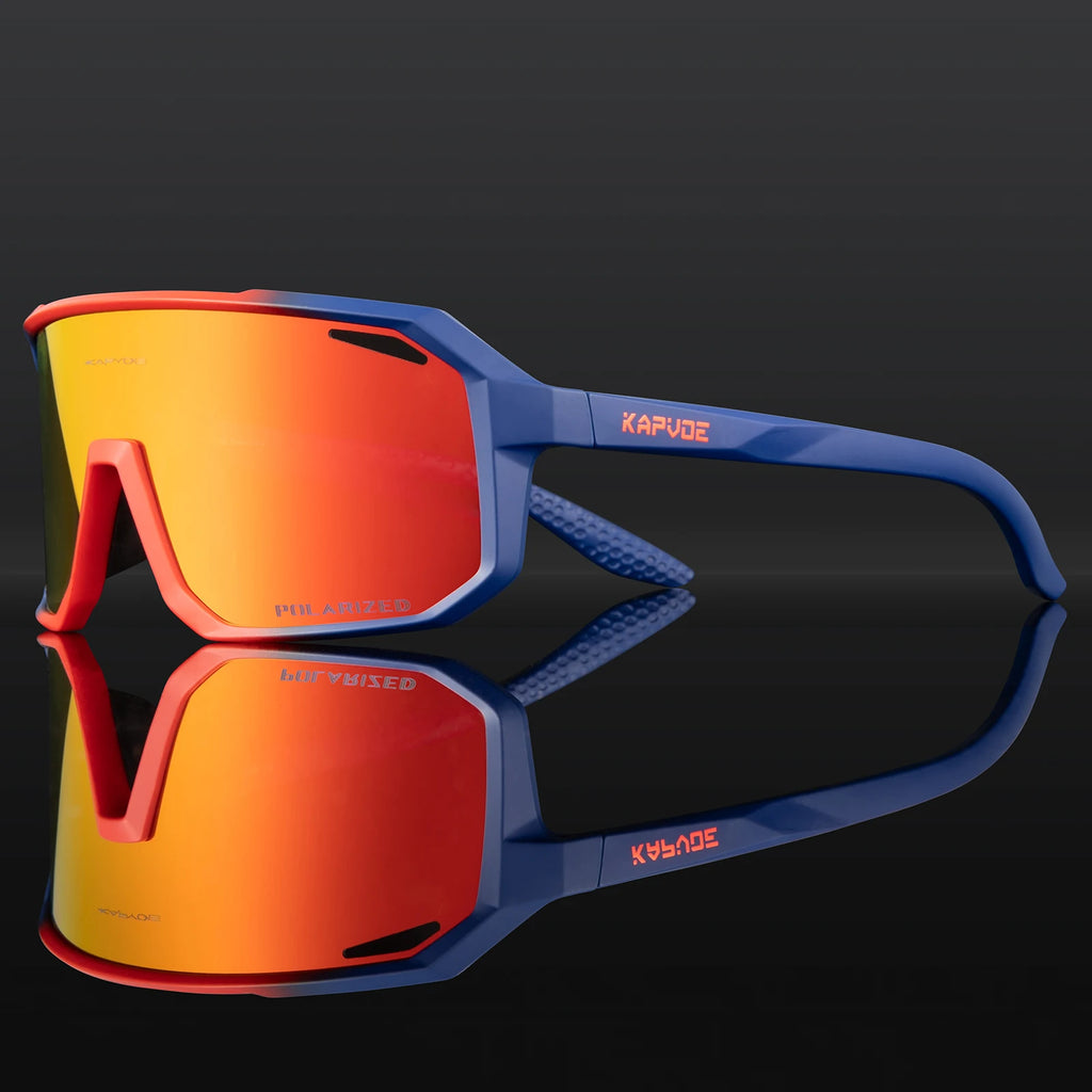 Kapvoe Fahrradbrille für Herren, MTB-Sonnenbrille mit UV400- und Polarisationsschutz, integrierter Rahmen für Kurzsichtige, Fahrradbrille für Outdoor-Sportarten