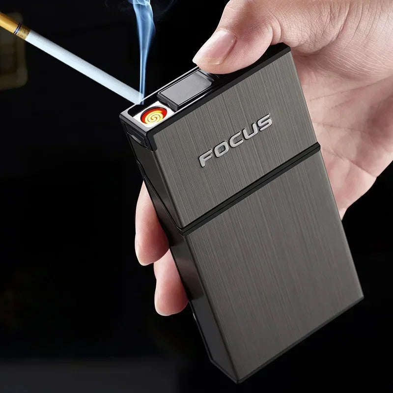 20 Étui à cigarettes de fin de paquet Rallume-cigare en fil de tungstène remplaçable Briquet USB Étanche Résistant à l'humidité Briquets électriques Fumer