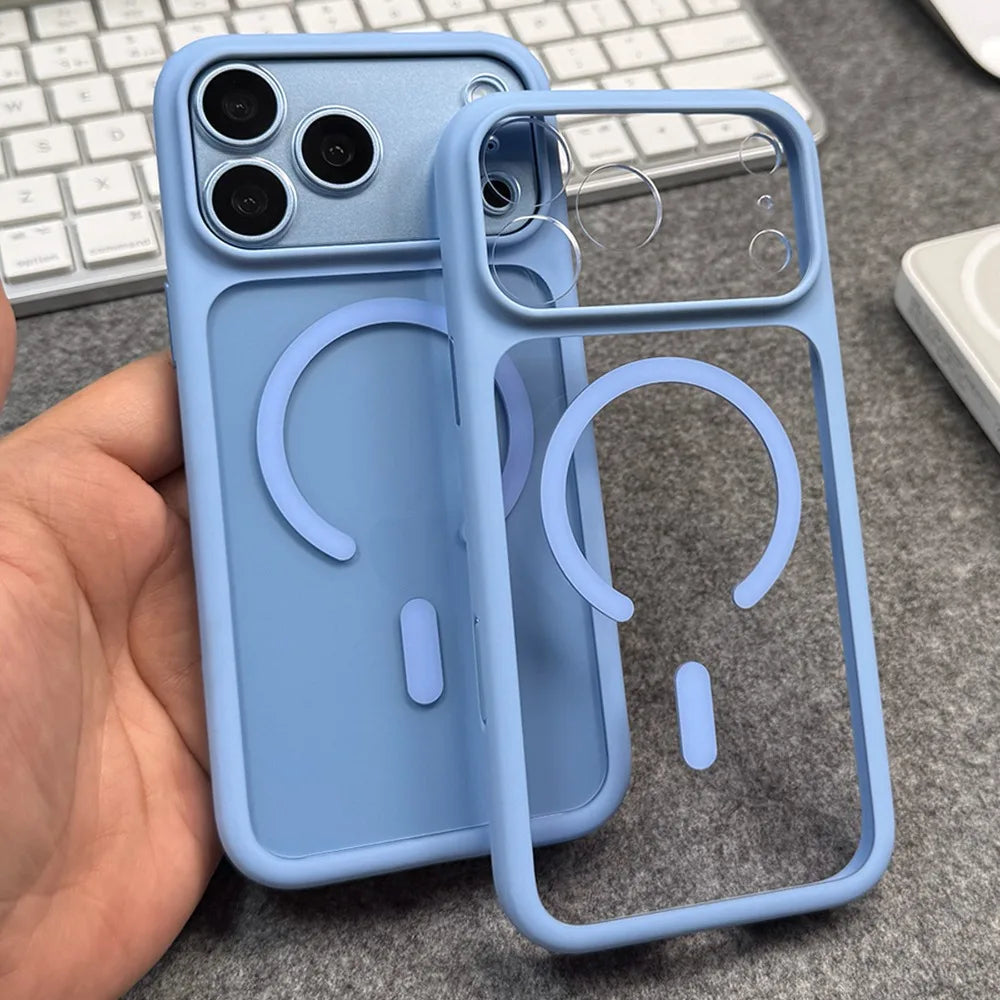 For Magsafe Transparent Case for iPhone 18 17 16 15 14 13 Pro Max Defender Camera AI Touch Control Wireless Charge Acrylic Cover