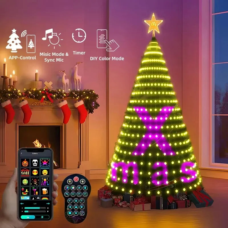  2,1 m lange Weihnachts-Lichterkette mit Bluetooth-App-Fernbedienung, USB-Lichtergirlande für das Schlafzimmer, Weihnachts- und Neujahrsdekoration