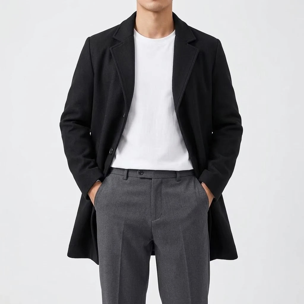 Autumn Men's Trench Coat Slim Fit Overcoat Casual Business Lapel Long Jacket Winter Warm Peacoat Casual Men's Coat Outerwear