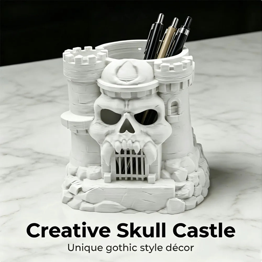 3D-Printed Skull Pen and Brush Holder