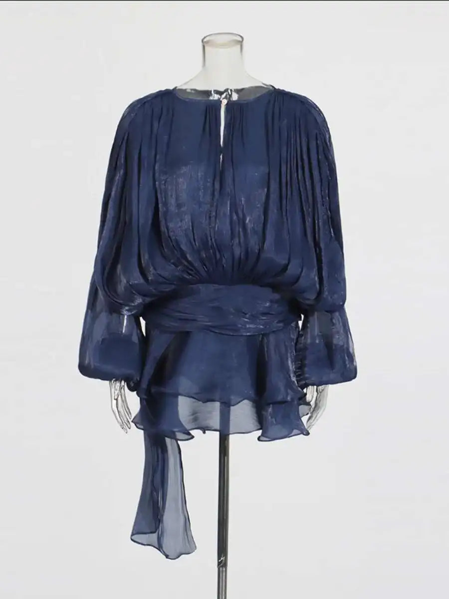 Mini abito da donna a linea A con scollo a V e maniche lunghe