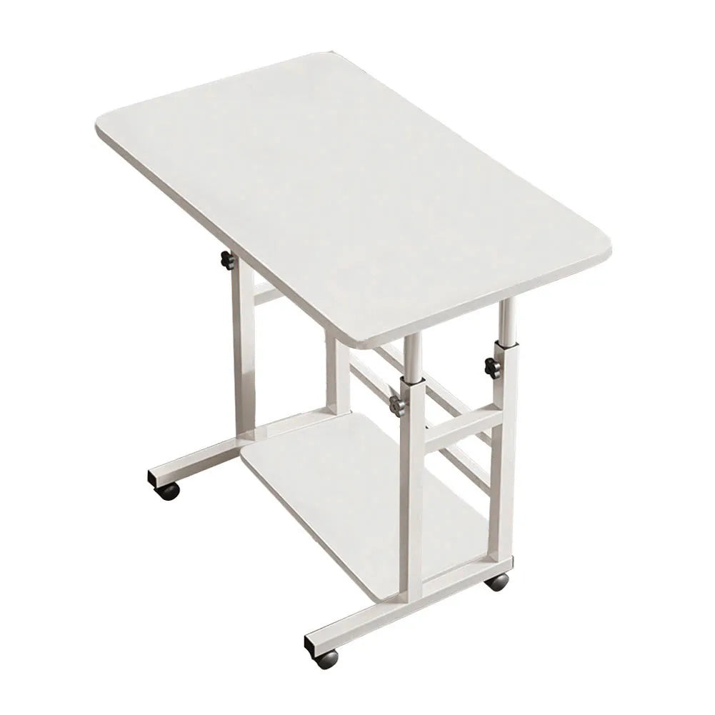 Voltsify Mobile Over-Height Adjustable Mobile Table Overbed Desk with Shelves, Wheels, and Laptop Tray Stand