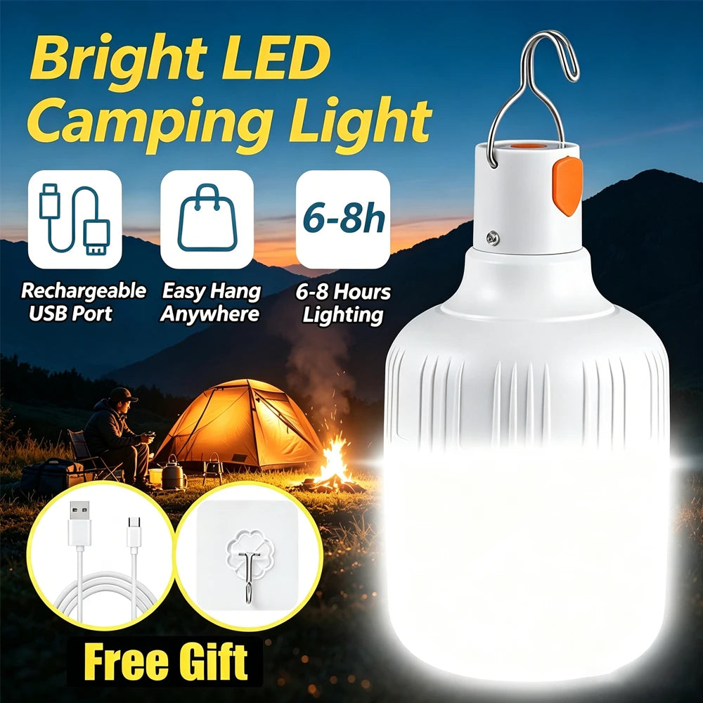 1 Stück USB-wiederaufladbare 60-W-LED-Campinglampe mit Hängehaken, tragbare Notfall-Laterne und Zeltlampe für Outdoor-Camping und Nachtmärkte