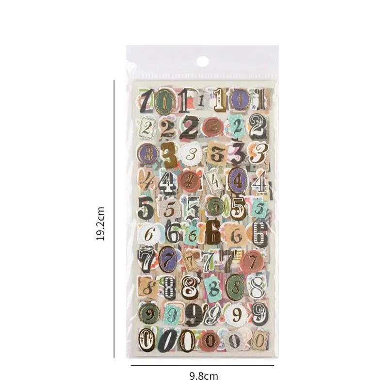 Kit d’autocollants rétro avec lettres et chiffres – Autocollants décoratifs DIY pour album, journal et scrapbooking, fournitures créatives faites main pour carnets, agendas et cadeaux
