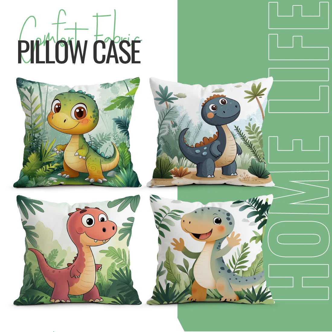 Cute Dinosaur Cushion Pillowcase Printed Polyester 40/45/50cm Throw Pillowcover Decorative Sofa Cushion Pillowslip Home Decor