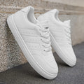 Chaussures de skate classiques en cuir pour homme, à lacets, plates et décontractées, antidérapantes, pour la marche au quotidien, noir et blanc, 2 coloris
