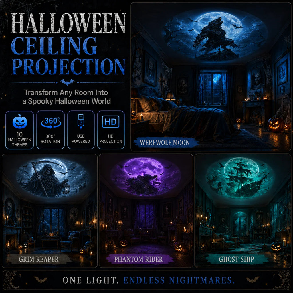 10 Halloween Pattern Projector Lights, Spooky Ceiling Decoration Ambient Lights
