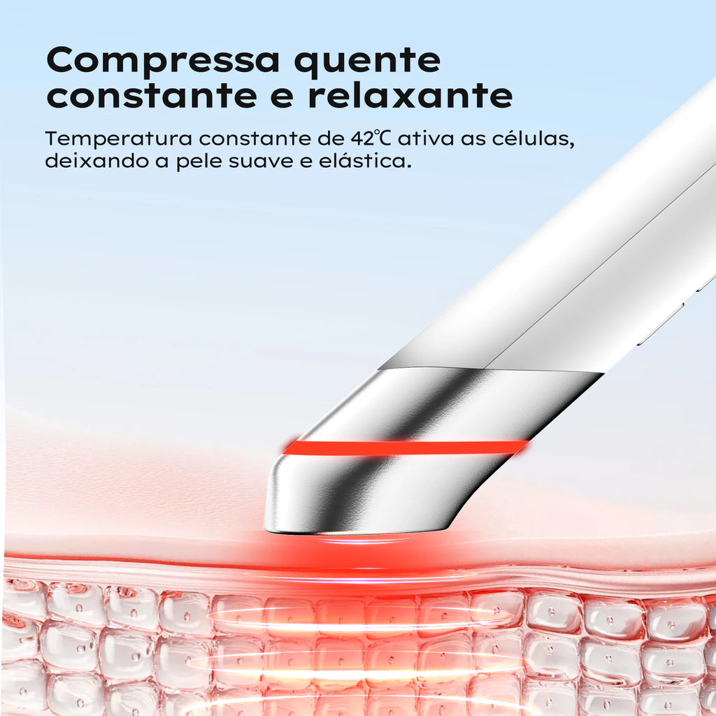 Appareil de beauté oculaire 4-en-1 avec compresse chaude, masseur facial LED et masseur pour le contour des yeux, les cernes et les soins du visage